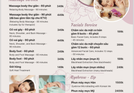 BẢNG GIÁ GỘI ĐẦU DƯỠNG SINH TÂM PHƯỚC SPA