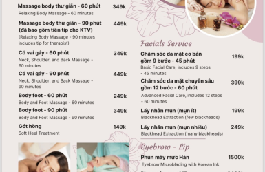 BẢNG GIÁ GỘI ĐẦU DƯỠNG SINH TÂM PHƯỚC SPA